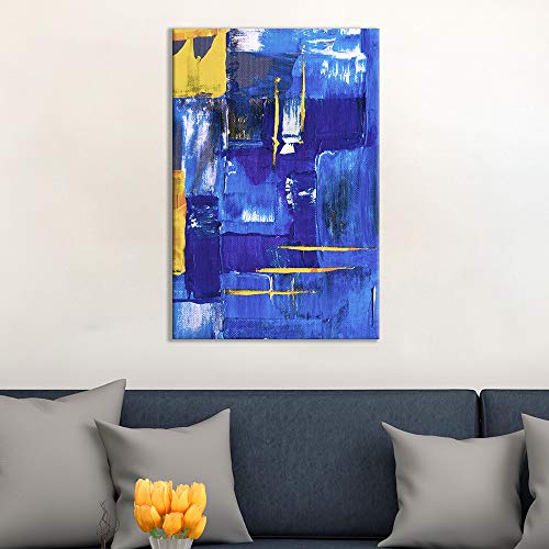 wall26 - Canvas Wall Art - Abstract Blue Color Oil Paints on Canvas - Giclee Print Gallery Wrap Modern Home Art Ready to Hang - 12x18 inches - color: Artwork - 07, size: 18"L x 12"W