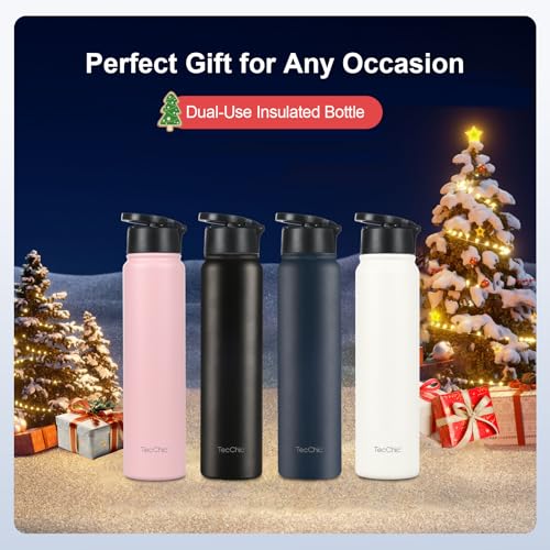 Insulated Water Bottle with Magnetic Phone Holder Compatible with MagSafe and iPhone,Double-Sided Magnet,Hot 12H Cold 24H,Stainless Steel Water Bottle Phone Mount for Sports Travel,24oz (Pink) - color: Pink