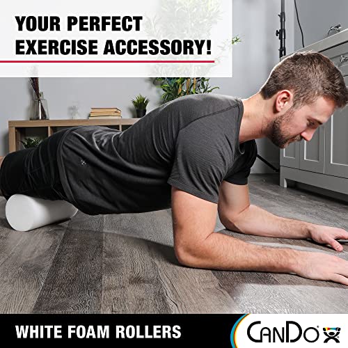 CanDo 30-2103 White PE Foam Roller, Round, 4" Diameter, 12" Length