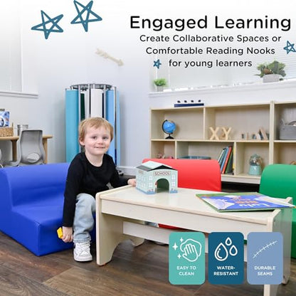 Children's Factory Flexible Seating Classroom Set, Rainbow, Set of 4 | Easy to Clean Water-Resistant Vegan Leather Kids Chair, High Density Foam Toddler Chair for Preschool, Daycare, or Playrooms - color: Rainbow, Set of 4