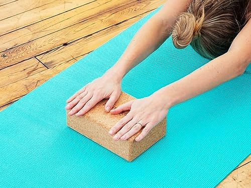 Sol Living Yoga Block Cork Brick Stretching Pilates Meditation Exercise Equipment Support Deepen Poses Odor Free Non Slip Yoga Accessories - 4" x 6" x 9"