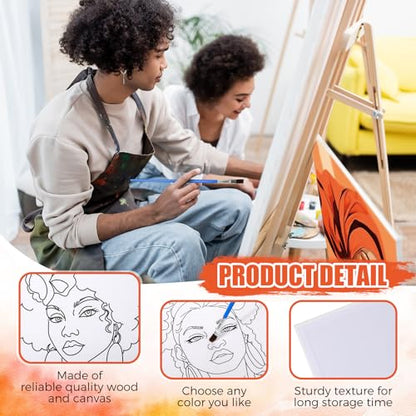 Sherr 96 Pcs 12 Sets Pre Drawn Canvas Kit for Painting Craft Sip and Paint Kit for Adults Pre Printed Canvas Painting Favor for DIY Birthday Gifts Adult's Date Party, 8 x 10 Inches(Lady) - style: Lady