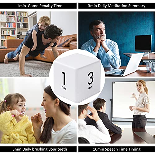 Feilifan Cube Timer, Productivity Cube Rotating Timer, 1-3-5-10 Minute - color: 1-3-5-10min,white