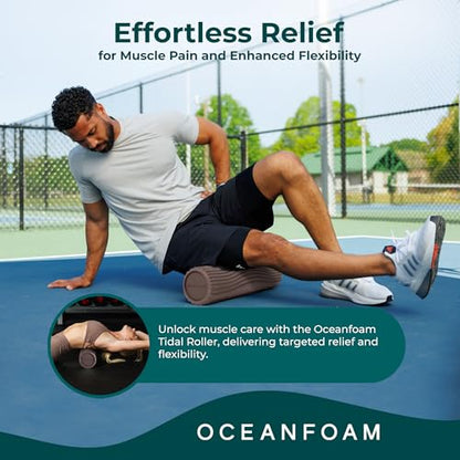 Oceanfoam Tidal Roller - Espresso - Muscle Massage Foam Roller for Back Pain & Stretching - Firm and Ergonomic Wide Wave Textured - Yoga, Athletics, & Wellness - Full Size, 20" x 5" - color: Espresso