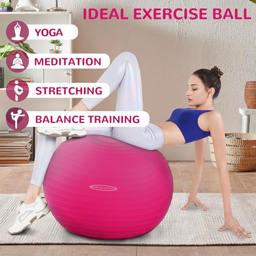 Fitvids Anti-Burst and Slip Resistant Exercise Ball Yoga Ball Fitness Ball Birthing Ball with Quick Pump - color: Pink, size: XXL(31-34in/78-85cm)