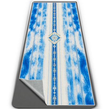 Hot Yoga Towel Non Slip, Ultra-Absorbent Yoga Mat Towel, Soft with Printed Design, Machine Washable, Yoga Pilates Towel Suitable for Exercise, Pilates, Yoga, 72x27in.Blue Stripe - color: Blue Stripe