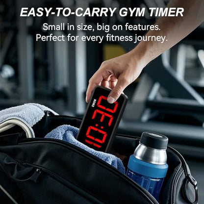 Acedeck Portable Gym Timer Clock: Fitness Digital Clock with Strong Magnet - color: Black