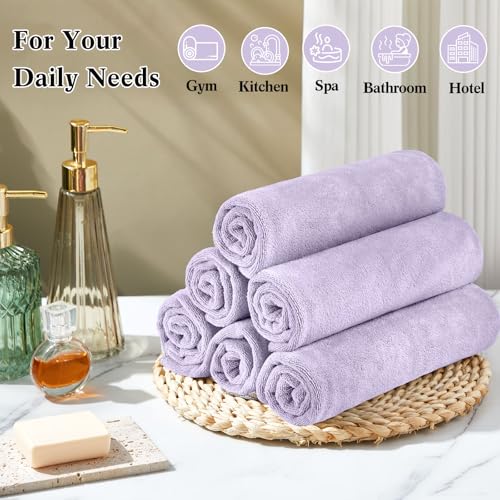 SmoothNovelty 36 Pcs Microfiber Gym Towel 16 x 28 in Bleach Proof Towels Absorbent Soft Sweat Towels Quick Dry Lightweight Towel for Hand Salon Bath Spa Hotel Pool Home Hair Care (Light Purple) - color: Purple