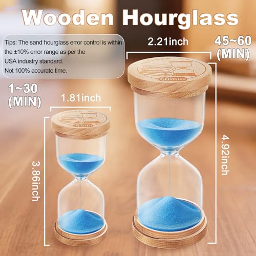 Hourglass 20 Minute Sand Timer:Small Wooden SandClock, Sand Watch 20 Min, Hour Glass Sandglass for Games,Study,Classroom (Blue)