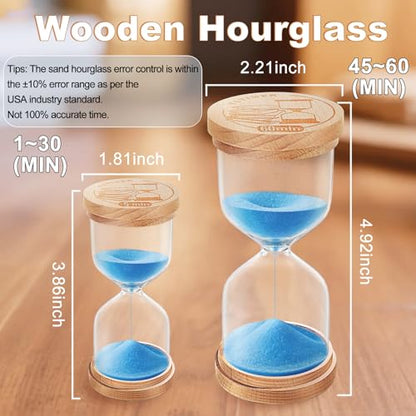 Hourglass 20 Minute Sand Timer:Small Wooden SandClock, Sand Watch 20 Min, Hour Glass Sandglass for Games,Study,Classroom (Blue)