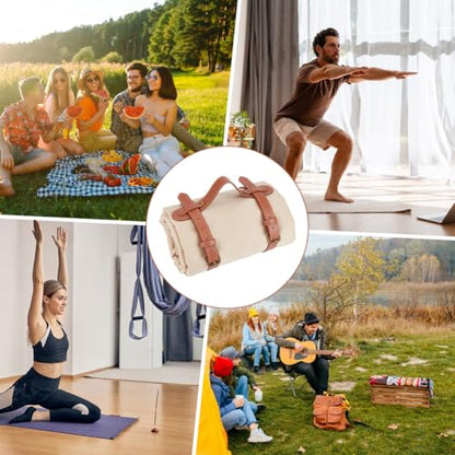 PU Leather Yoga Blanket Mat Carrier Portable Picnic Blanket Rug Roll Carry Strap Adjustable Handle Beach Mat Motorcycle Bedroll Holder Belt for Outdoor Camping Travel Hiking - style: max 20cm