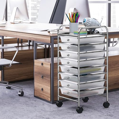 Simple Houseware 8 Drawers Rolling Utility Cart Art Craft Storage, Chrome - color: Chrome, size: 8 Drawers