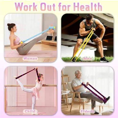 5 Pcs Resistance Bands Set, Foot Pedal Resistance Band with Handles, Workout Elastic Exercise Bands for Ab, Waist, Arm, Leg, Women Fitness Stretch Bands for Pilates, Yoga at Home, Gym - color: Multicolor
