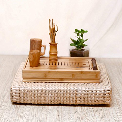 HUAWELL Japanese Tatami Cushion Floor Pillow Zafu Natural Seat Furniture Meditation Furniture Floor Mat Cushion Multi-Functional Handmade Breathable Square,Beige (19.7 * 19.7 * 3.97 Inch) - size: 19.7*19.7*3.97 Inch