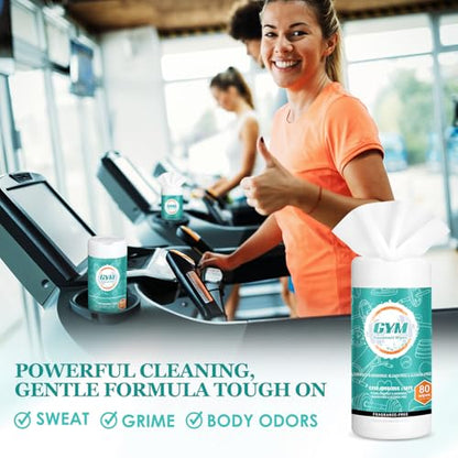 Threlaco 3 Pack Fitness Equipment Wipes, 240 Count, Cleaning Wipes for Yoga Mats, Pilates Studios, Gyms, Spas, Home Office Gym, Non Fragrance