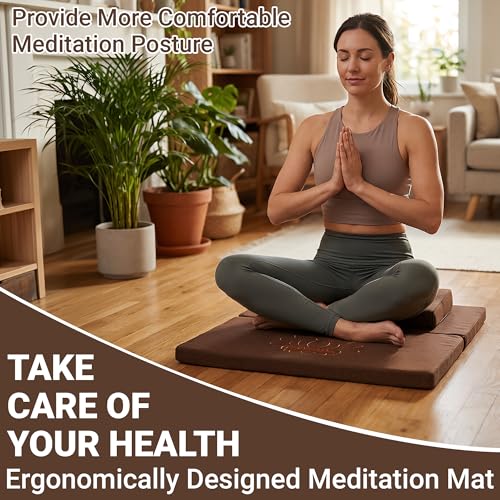 MYOYAY Meditation Cushion Set, 27.6in×27.6in Meditation Pillow for Sitting on Floor, Ergonomic Support for Yoga, Washable Cover, Large Size Floor Cushion for Yoga Mindfulness Meditation