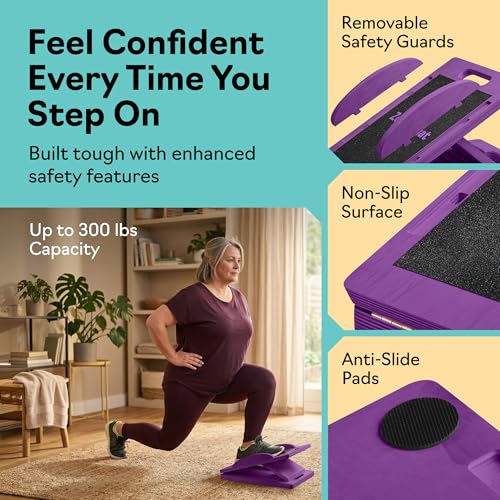 Slant Boards for Exercise, Wooden Slant Board, Calf Stretch Board with 7 Incline Angles, Velour Board, Balance Board & Calf Stretcher, Portable Incline Board for Physical Therapy, Ankle Mobility, Heel & Knees - color: Purple