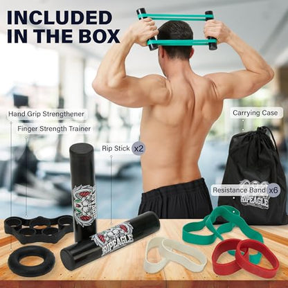 Rip Stick Workout Equipment - Adjustable Resistance Bands, Portable Upper Body Exercise Tool for Shoulder, Joint Rehab, Core, Muscle Building, Ripstick Home Gym Strength Training Accessories