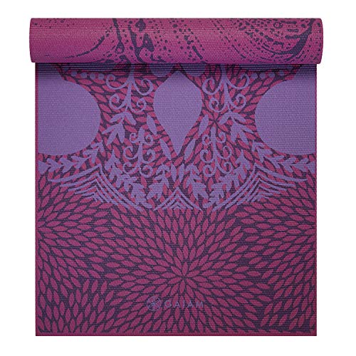 Gaiam 요가 매트 - 매우 두꺼운 프리미엄 6mm, 프린트, 양면, 미끄럼 방지, 운동 및 피트니스 매트, 모든 유형의 요가, 필라테스 및 바닥 운동용 (172.7cm/68인치) x 61cm/24인치 x 6mm 두께) - color: 라일락 오로라