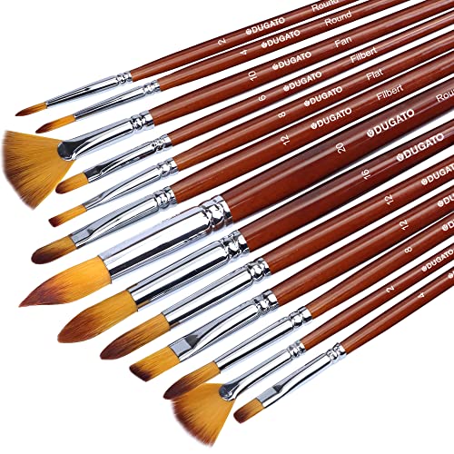 Artist Paint Brush Set, 13-Piece Long Handle Oil Paint Brushes | 13 Brushes for Acrylic Painting, Soft Anti-Shedding Nylon Bristles, Watercolor Brush Set for Body, Face, Rock, Canvas Drawing