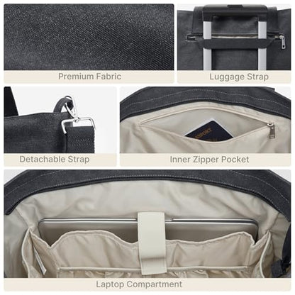 G4Free Large Canvas Tote Bag for Women with Zipper Fit 15.6" Laptop, Everything Tote Bags with Pockets for Work, Travel - color: Black