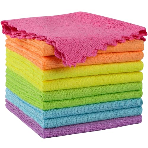 Orighty Microfiber Cleaning Cloth 10 Pack, Cleaning Rags 12x11 inch - color: Multicolor, size: 10 Pack