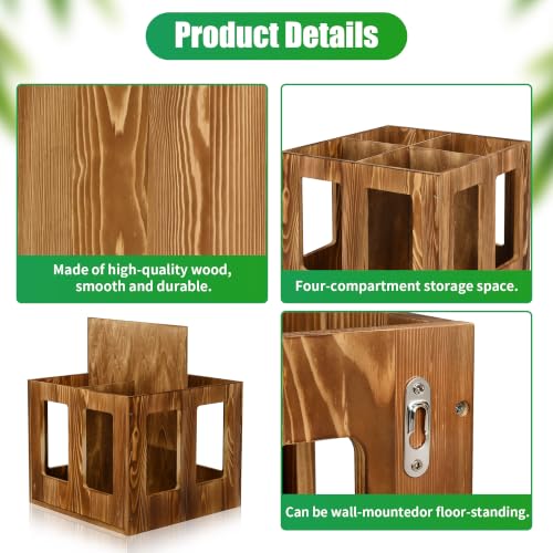 4-Slot Vintage Wood Yoga Mat Holder Storage Organizer, Versatile