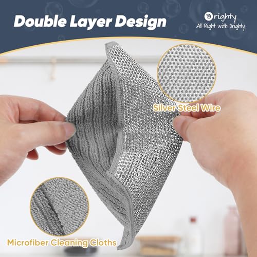 Orighty Dish Cloths, 12 Pack Double-Layer Metal Dish Rags, 7"x8" - color: Grey