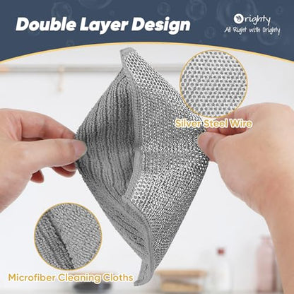 Orighty Dish Cloths, 12 Pack Double-Layer Metal Dish Rags, 7"x8" - color: Grey