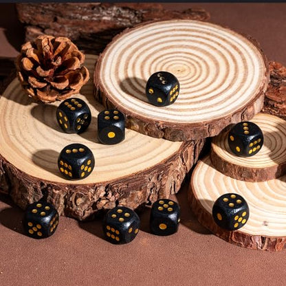 Wooden D6 Dice Set 10PCS 16mm 6 Sided Dice for DND RPG Board Games - color: D6-black G