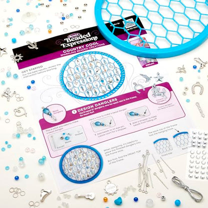 RoseArt Beaded Expressions Country Cool DIY Beaded Sun Catcher Craft Kit - Create Sparkling Country-Style Designs with Charms & Beads – Bead, Design & Display, Ages 8+ - style: Country Cool