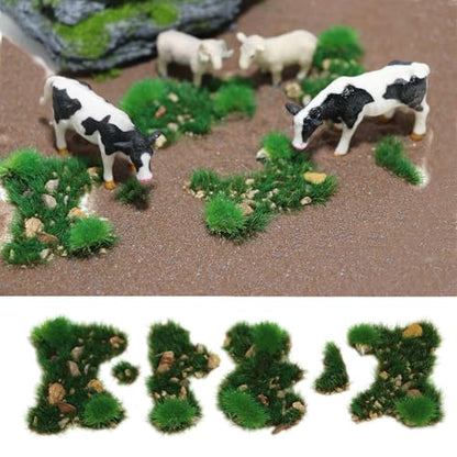 Kai Dream Miniature Static Grass and Stone Bush Clusters for Diorama, Train Landscape, Railroad Scenery, Wargaming (Dark Green) - color: Dark Green