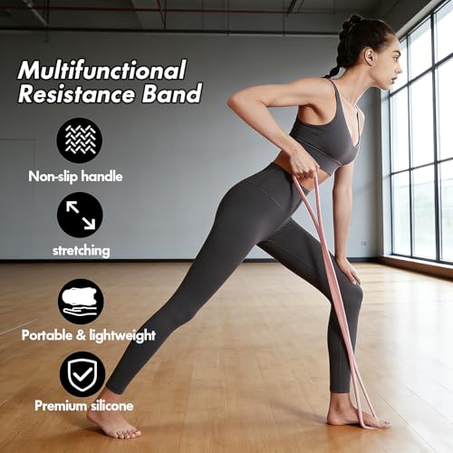 Figure 8 Resistance Band, Figure 8 Resistance Bands for Women Men,Resistance Band Figure for Working Out, Non-Slip Handles, Home Gym, Yoga & Physical Therapy - color: 15 LBS Pink