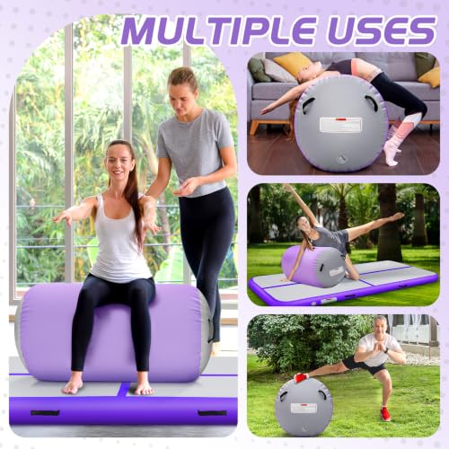 Inflatable Gymnastics Air Roller Barrel Purple 40 * 31.5inch - color: Purple, size: 40*31.5 Inch