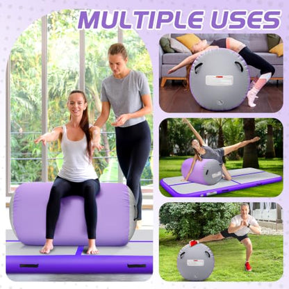 Inflatable Gymnastics Air Roller Barrel Purple 47x35inch - color: Purple, size: 47*35 Inch
