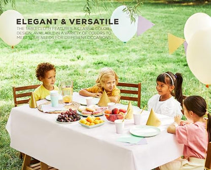 Utopia Kitchen Plastic Table Cloth Disposable [White, 12 Pack] | 54x108 Inch Rectangle Tablecloth Waterproof Stain Resistant Party Table Cover - color: White, size: 54X108 Inch - 12PC