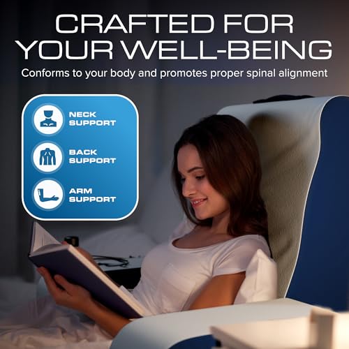 Kolbs Wedge Reading Pillow, Cushion with Arms for TV, Books, Nursing, Back - Bed Pillow for Sitting Up in Comfort, Plush Backrest Pillow. Sit Up in Comfort. (19" Wedge Reading - Blue) - size: 19" Wedge Reading - Blue