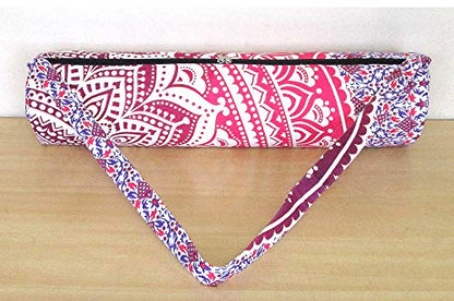 INDIAN CRAFT CASTLE ICC Yoga Mat Bag Carrier Full-Zip Exercise Yoga Mat Carry Bag for Women Men with Multi-Functional Storage Pockets and Adjustable Shoulder Strap 26X6 Inches - style: Pink Ombre Half