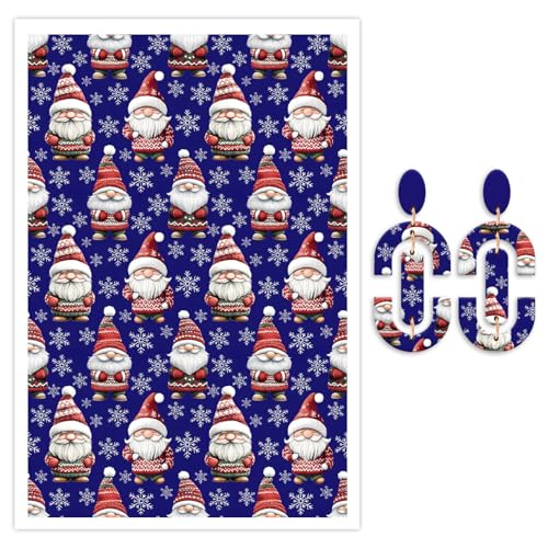 10 Pcs Christmas Polymer Clay Transfer Paper, Xmas Snowflake Santa Clause 2 Design Water Soluble Transfer Sheets for Polymer Clay Earrings Jewelry Making DIY Projects 5.82X3.93 inch