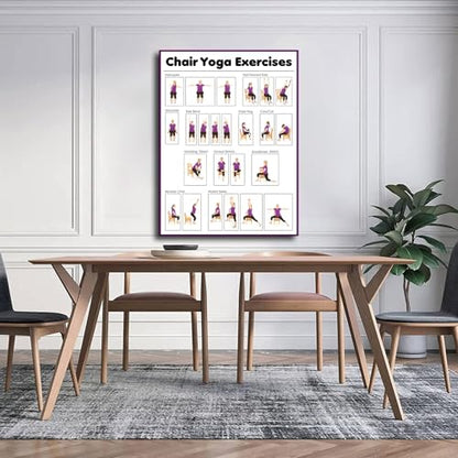 Chair Yoga Practice Poster for Seniors Yoga Room Poster Canvas Painting Posters and Prints Wall Art Pictures for Living Room Bedroom Decor (12×18inch No Framed)
