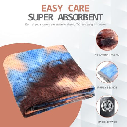 Eunzel Non Slip Hot Yoga Mat Towel with Grip Dots, 72" x 24" - color: Z-ocean & Canyon, size: 72" x 24"
