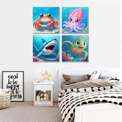 Mrnsiet 4 Pack Framed Paint by Numbers Kit for Kids, Cute Animals Paint by Numbers for Kids Ages 8-12, DIY Acrylic Oil Painting Drawing Kit for Children Beginner 8x8 Inch - color: BKH2421+BKH2422+BKH2423+BKH2424-US