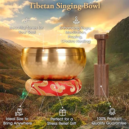 Relaehih 2-Pack Tibetan Singing Bowls Set - 100% Handmade in Nepal, Sound Bowl Meditation Set for Yoga, Chakra Healing, Meditation Gifts, Unique Gifts for Women - color: Red