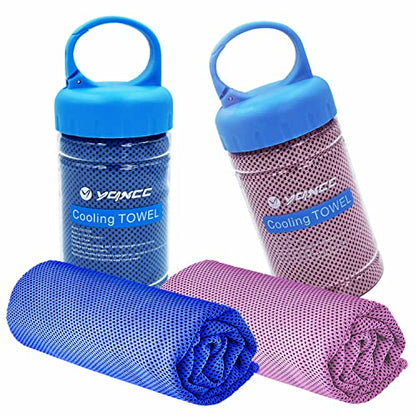 YQXCC 쿨링 타월 2팩(119.4cm x 30.5cm(47인치 x 12인치)), 목과 얼굴용 아이스 쿨 타월 - color: 다크 블루/핑크