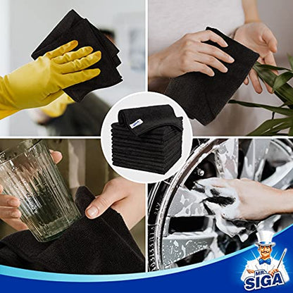 MR.SIGA Microfiber Cleaning Cloths, Streak Free Microfiber Towels, 12 Pack - color: Black