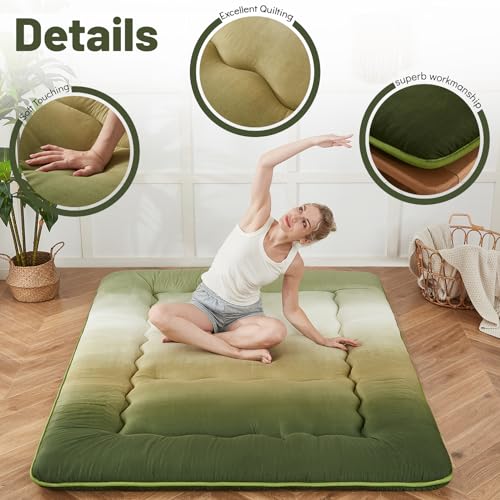 Zelladorra Japanese Floor Mattress, Futon Mattress - color: Forest Gradient ( 4"th + Dust Cover ）, size: Twin (80"L x 39"W)