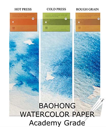 BAOHONG Academy Grade Watercolor Block, 100% Cotton, Acid-Free, 140LB/300GSM, Cold Press Textured, 20 Sheets per Block (2 of Cold Press 15"x10" Block) - size: Cold Press 15" x 10" (2 Blocks)