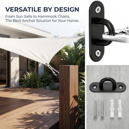 4 Pcs 304 Stainless Steel Black Oval Pad Eye Plate, 46x16mm Compact 2-Hole Ceiling Mount U-Bracket with Screws & Anchors – Marine Hardware for Hammock, Swing, Plants, Narrow Beams (46mm*16mm) - size: 46mm*16mm
