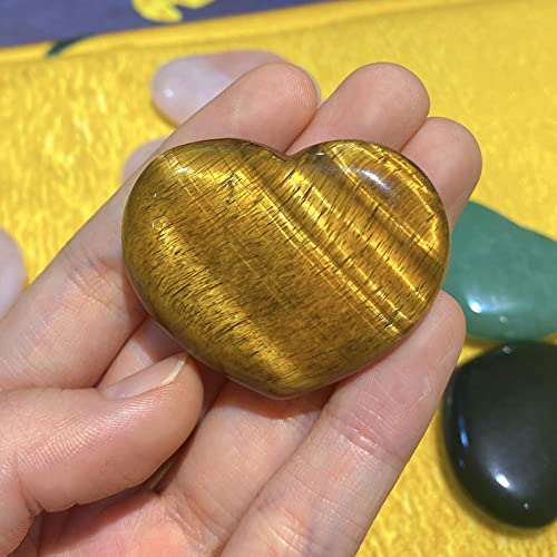 QINJIEJIE 1.8" Large Heart Crystal Love Stone Tigers Eye Healing Crystals - color: Z - 1.8" Large - Tigers Eye Crystals