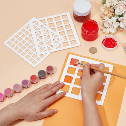 BENECREAT 3Pcs Square Swatching Template Stencil, 5.9x5.9inch Acrylic Drawing Stencils Paint Stencils for Fabric Walls Crafts Arts Paper Home Decoration, 2.5mm Thick - size: 5.9x5.9 Inch*3pcs